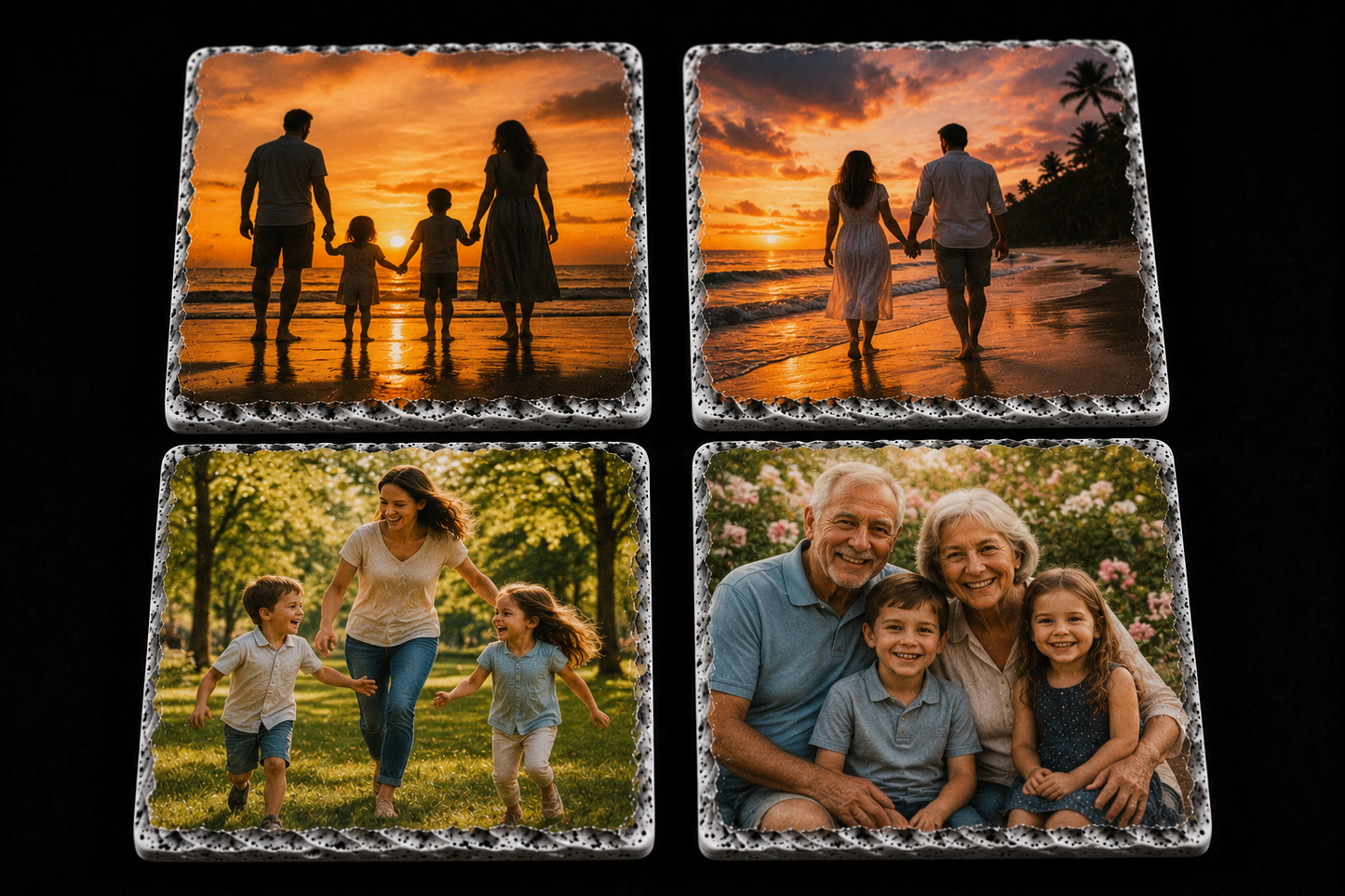 Custom Stone Coasters — UV Printed, Set of 4 | Personalized with Your Photo or Design