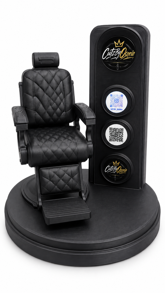 DASE Barber Chair Trophy Display in Black - CutzByOsorio example